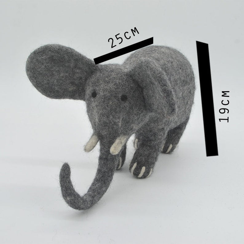 Wool Felt Elephant Dog Toy | Felted Animal Play Toys for Kids | Stuffed Felt Animals