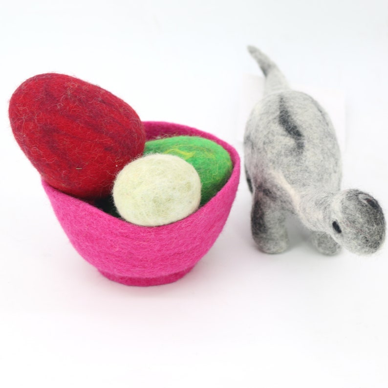 Handmade Wool Felt Dinosaur Eggs | Felted Egg Ornament | Handmade Felt Eggs | Easter Eggs Toy Set for Kids