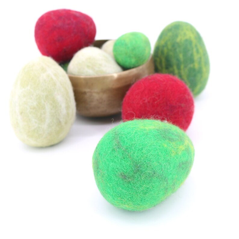 Handmade Wool Felt Dinosaur Eggs | Felted Egg Ornament | Handmade Felt Eggs | Easter Eggs Toy Set for Kids