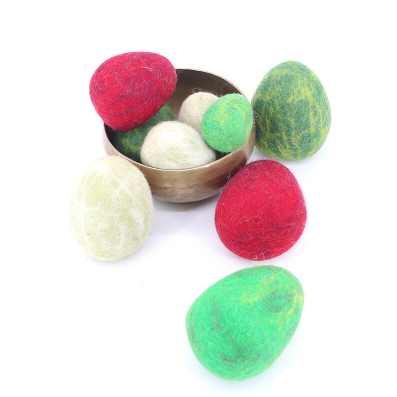 Handmade Wool Felt Dinosaur Eggs | Felted Egg Ornament | Handmade Felt Eggs | Easter Eggs Toy Set for Kids