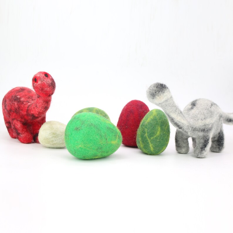 Handmade Wool Felt Dinosaur Eggs | Felted Egg Ornament | Handmade Felt Eggs | Easter Eggs Toy Set for Kids