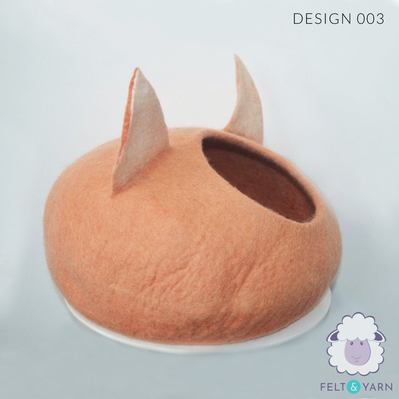 50cm Kitty Cat Bed, Wool Felted Kitten House Handmade Cocoon