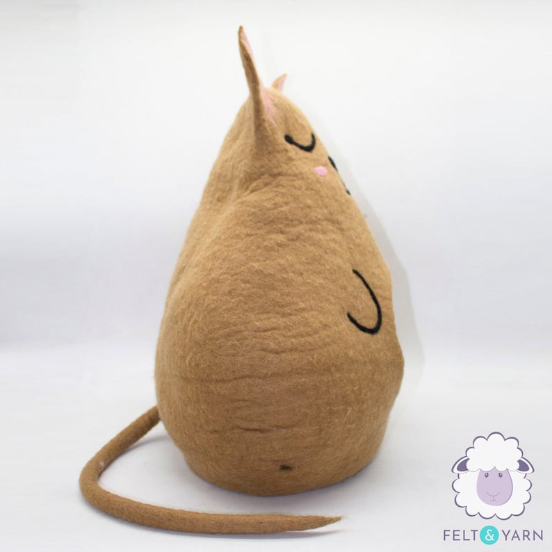 45cm Kitty Cat Cave, Wool Felt Premium Cat Bed House, Kitty Bed Handmade Cocoon