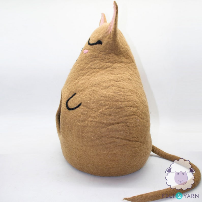 45cm Kitty Cat Cave, Wool Felt Premium Cat Bed House, Kitty Bed Handmade Cocoon