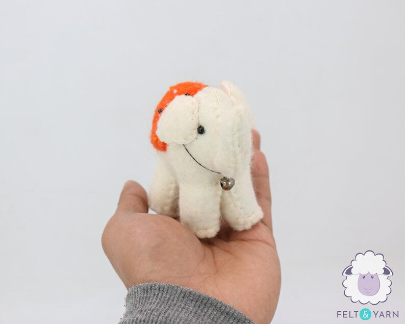Red, White and Blue Wool Felt Elephant Toy Ornament | Wool Animal Dog Toy | Felted Elephant Decor