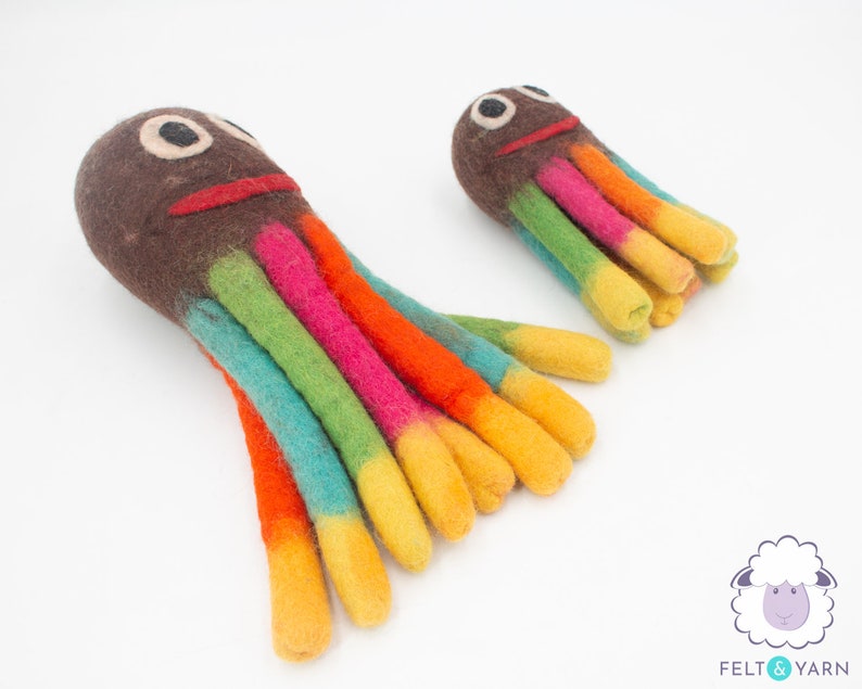 Wool Felt Octopus Dog Toy Aquatic Animal Pet Safe Play Dog Toys : Fair Trade and Ethically Handmade