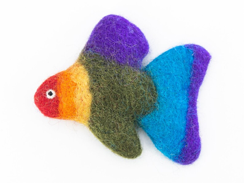 9cm Handmade Felt Fish Pet Toy - Colorful Pet Toy, Safe and Hypoallergenic Toy, Fetch and Play for Cats : Fair Trade and Ethically Handmade
