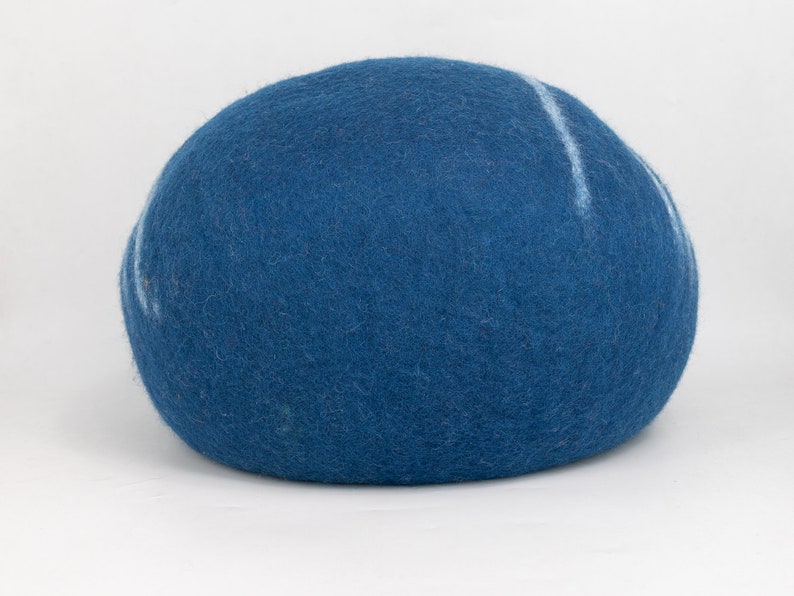 50cm Wool Felt Stripe Design Cat Bed, 100% Wool Felt Cat Cave Handmade Cat House: Fair Trade