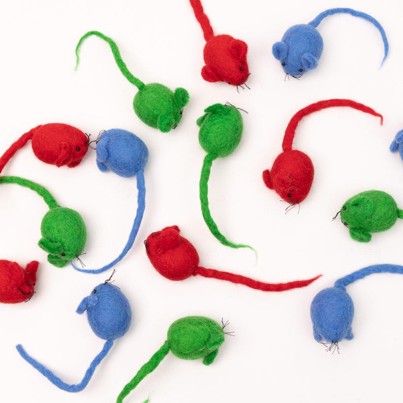 Colorful Handcrafted Felt Mouse Toys | Interactive Play Toys for Cats | Fun Pet Toys | Cat Teaser Toys