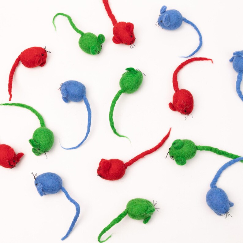Colorful Handcrafted Felt Mouse Toys | Interactive Play Toys for Cats | Fun Pet Toys | Cat Teaser Toys