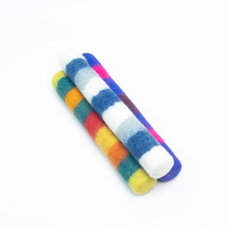 Striped Felt Kicker Toys for Dogs | Handcrafted Wool Chew Toys | Interactive Dog Toys | Fetch Toys for Pets | Gifts for Dogs