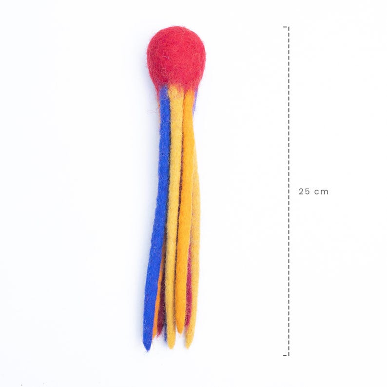 25cm Wool Felt Cat Feather Rattle Toy | Interactive Teaser Toys for Cats | Ecofriendly Pet Toys | Gifts for Cat Lovers | Durable Pet Toys