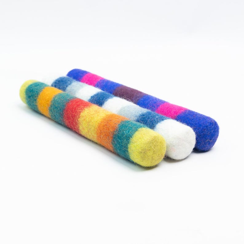 Striped Felt Kicker Toys for Dogs | Handcrafted Wool Chew Toys | Interactive Dog Toys | Fetch Toys for Pets | Gifts for Dogs
