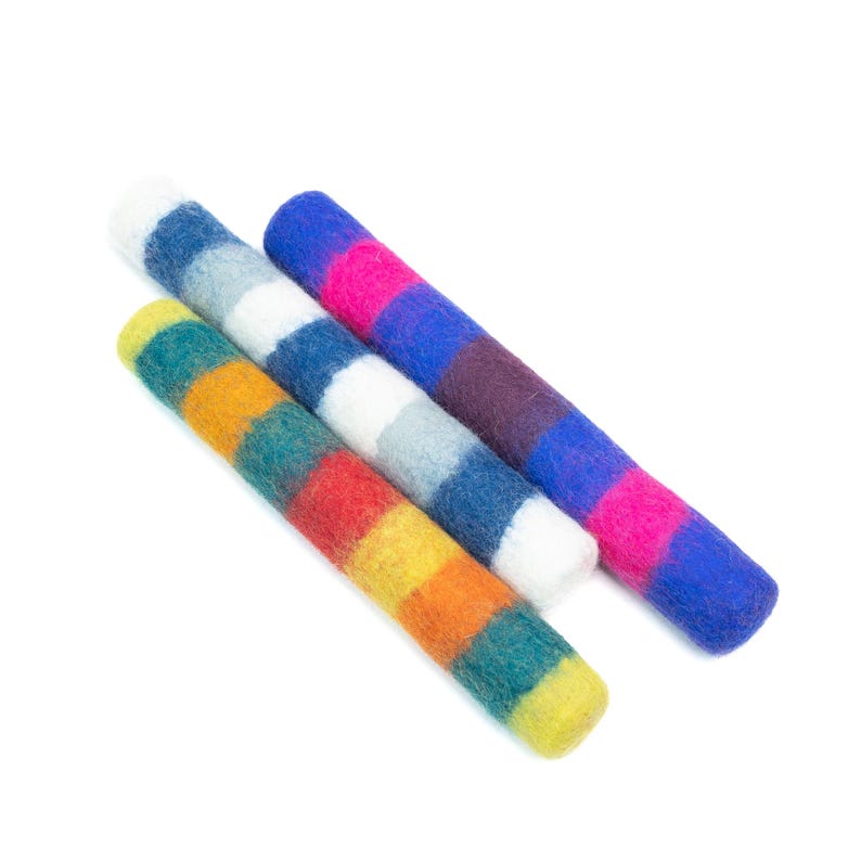 Striped Felt Kicker Toys for Dogs | Handcrafted Wool Chew Toys | Interactive Dog Toys | Fetch Toys for Pets | Gifts for Dogs