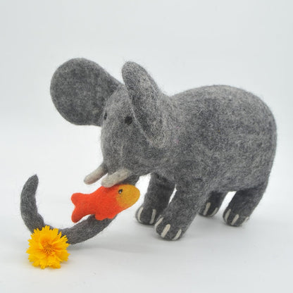 Wool Felt Elephant Dog Toy | Felted Animal Play Toys for Kids | Stuffed Felt Animals