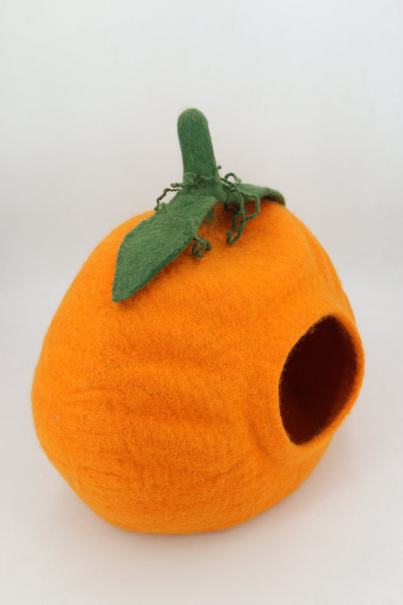 50cm Wool Pumpkin Cat Cave House, Felt Kitty Cocoon, Handmade Pet Bed, Wool Felt Cat Cave Bed, Handmade Cat House, Free Shipping