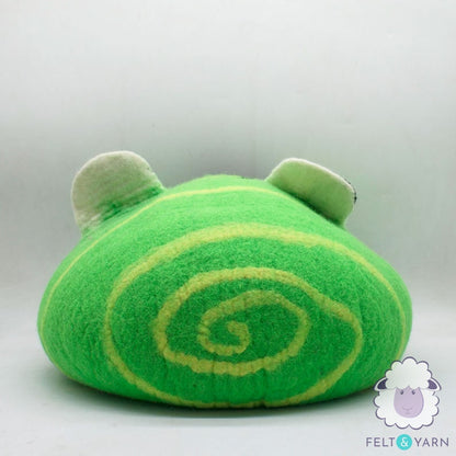 50cm Wool Felt Frog Twirl Cat Bed, Cat House Handmade: Fair Trade