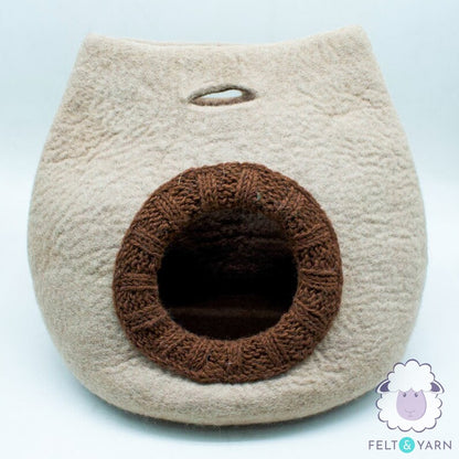 50cm Wool Felt Cat Bed, Felted Cat House Cocoon, Natural Handmade Pet Bed, Pet-safe Bed
