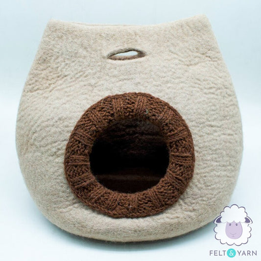 50cm Wool Felt Cat Bed, Felted Cat House Cocoon, Natural Handmade Pet Bed, Pet-safe Bed