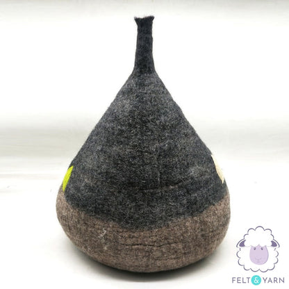 50cm Felt Teepee Cat Cave Bed, Wool Cat Furniture Cocoon, Handmade Cat House