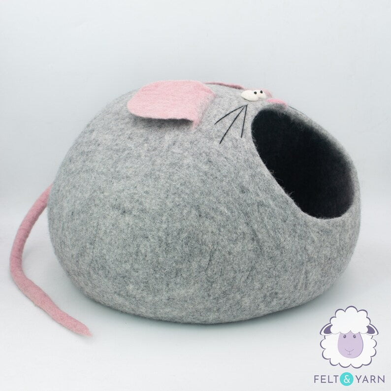 50cm Wool Felt Cat Bed | Felted Cat Bed | Felt Cat House | Pet House and Bed | Kitty Bed | Fair Trade | 100% Wool and Handmade|
