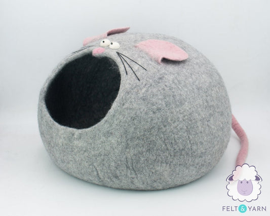 50cm Wool Felt Cat Bed | Felted Cat Bed | Felt Cat House | Pet House and Bed | Kitty Bed | Fair Trade | 100% Wool and Handmade|