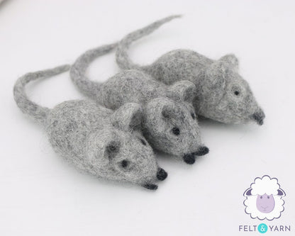 Wool Felt Mouse Pet Toy in Neutral Shades | Fetch Play Toys for Cat | Eco-Friendly and Interactive Cat Toys