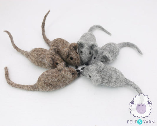Wool Felt Mouse Pet Toy in Neutral Shades | Fetch Play Toys for Cat | Eco-Friendly and Interactive Cat Toys