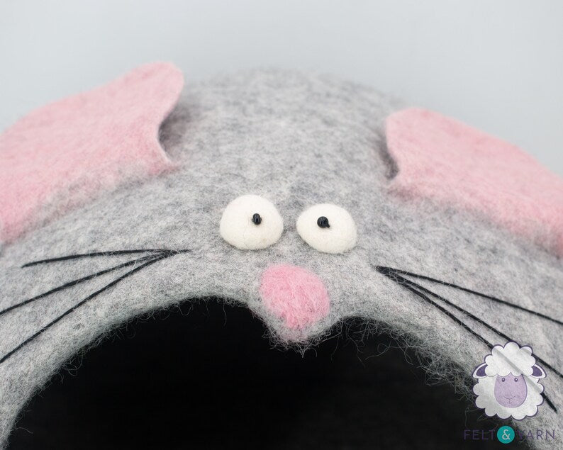 50cm Wool Felt Cat Bed | Felted Cat Bed | Felt Cat House | Pet House and Bed | Kitty Bed | Fair Trade | 100% Wool and Handmade|