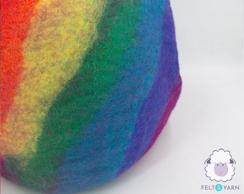 50cm Rainbow Cat Bed Cave, Wool Felted Cat House, Handmade Kitten Cocoon