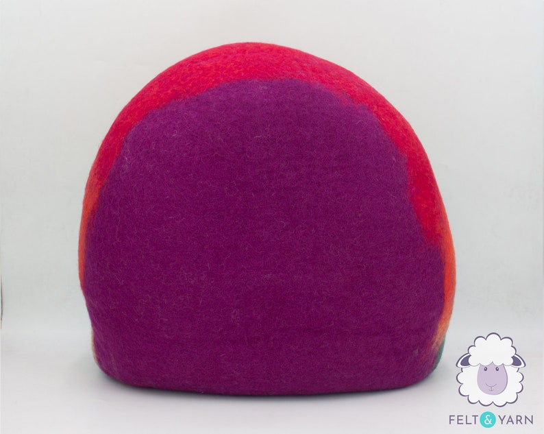 50cm Rainbow Cat Bed Cave, Wool Felted Cat House, Handmade Kitten Cocoon
