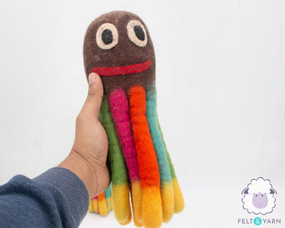 Wool Felt Octopus Dog Toy Aquatic Animal Pet Safe Play Dog Toys : Fair Trade and Ethically Handmade