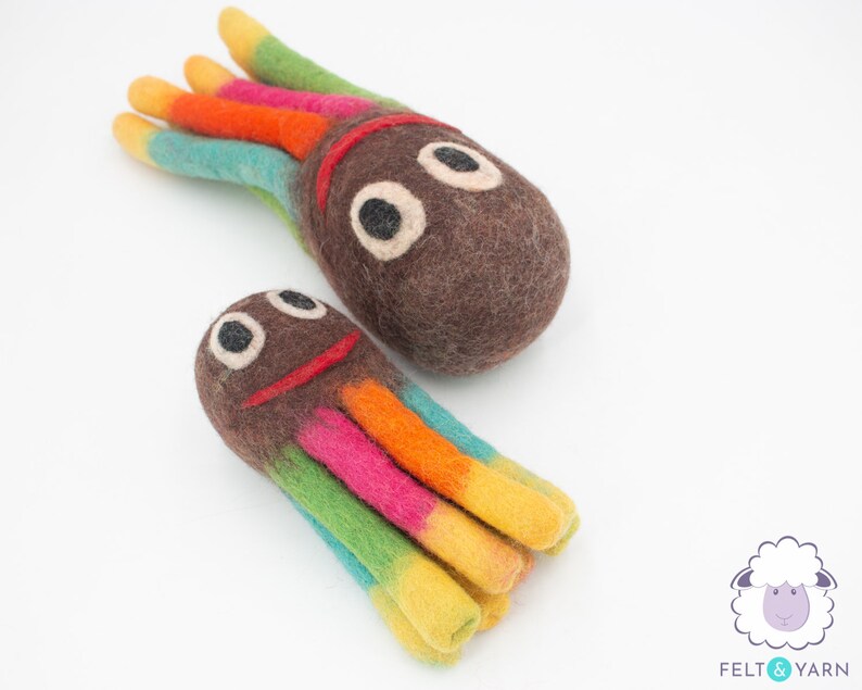 Wool Felt Octopus Dog Toy Aquatic Animal Pet Safe Play Dog Toys : Fair Trade and Ethically Handmade