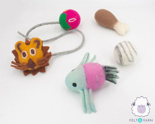 Eco-Friendly Handmade Engaging Felt Dog Toys Collection | Fetch Felt Dog Toy | Funny Animal Head Dog Toys