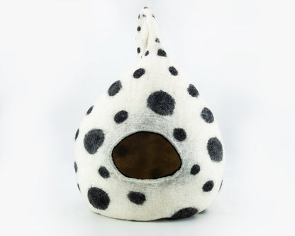 40cm Wool Felt Polka Dotted Cat Cave House with Tail Eco-friendly Bed for Cats