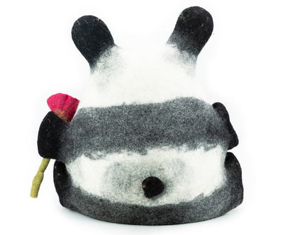 40cm Felted Panda Cat Cave House, Natural Handmade Wool Felt Pet Bed: Fair Trade and Ethically Made