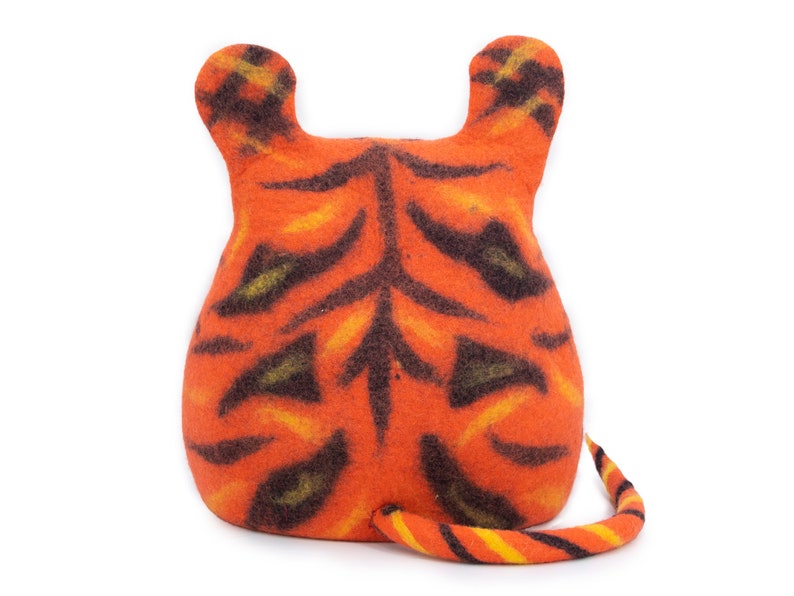 40cm Wool Felt Tiger Design Cat Cave Bed | Handmade Modern Cat Furniture | Cat Lover Gift Ideas | Cute Indoor Cat House