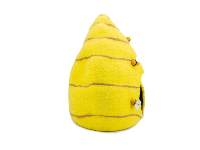 Wool Felt Bee Hive Cat Cave Bed | Handmade Pet Toy Ornaments | Pet Tunnel Felt Accessories | Cat House: Certified Fair Trade and Handmade