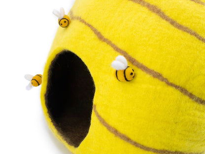 Wool Felt Bee Hive Cat Cave Bed | Handmade Pet Toy Ornaments | Pet Tunnel Felt Accessories | Cat House: Certified Fair Trade and Handmade