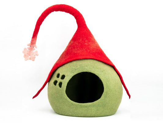 Gnome Cat Bed | Christmas Cat Bed | Holiday Cat Bed | Felt Cat Bed | Felted Cat Toys | Wool Cat Cave | Wool Kitten Bed | Felted Cat Cocoon
