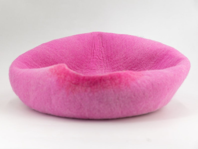 Pink Gradient Wool Cat Cave Bed / Felt Cat House / Gift for Cat Lovers