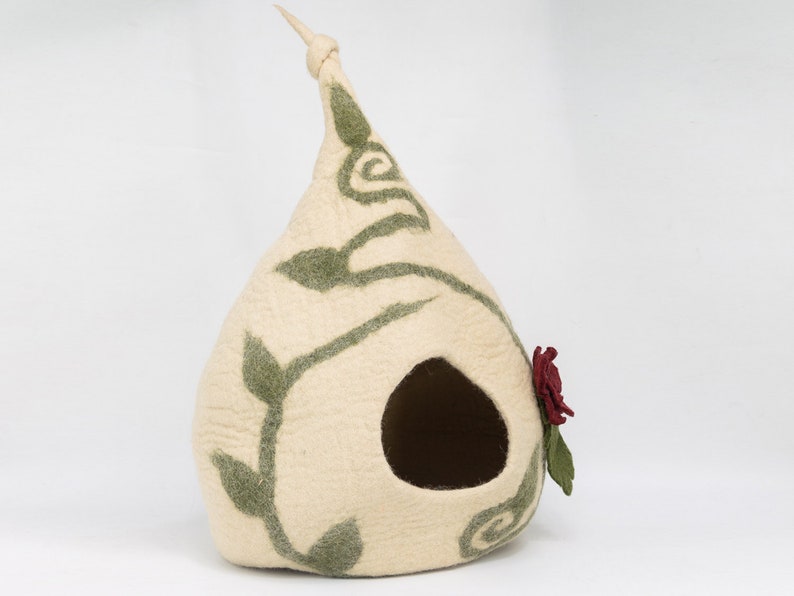 Wool Felt Top Knot Design Cat Bed House | Large Cat Cave