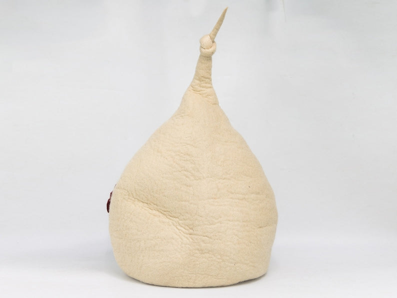 Wool Felt Top Knot Design Cat Bed House | Large Cat Cave