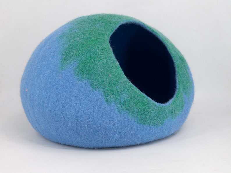 50cm Large Wool Felt Gradient Cat Bed House, Wool Handmade Cat Cave: Certified Fair Trade and 100% Handmade