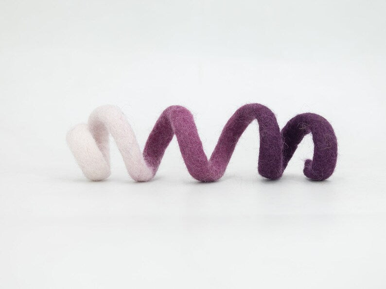 Wool Felt Fetch Cat Toy in Multicolor Shades | Gradient Spiral Play Toys for Cat | Curly Roll Interactive Cat Toys