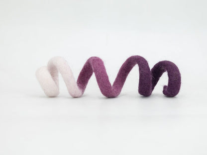 Wool Felt Fetch Cat Toy in Multicolor Shades | Gradient Spiral Play Toys for Cat | Curly Roll Interactive Cat Toys