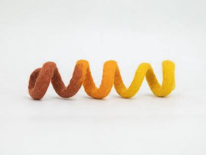 Wool Felt Fetch Cat Toy in Multicolor Shades | Gradient Spiral Play Toys for Cat | Curly Roll Interactive Cat Toys