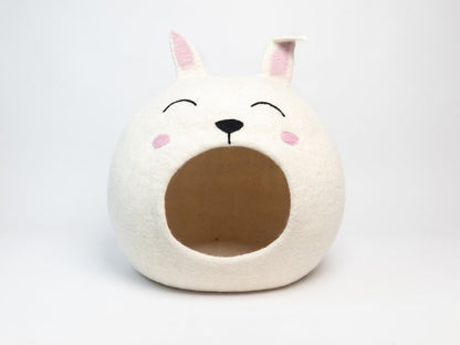 Wool Felt Easter Bunny Design Cat Cave | Modern Cat Bed | Handmade Cat House | Cat Mom Gift | Large Cat Bed | Wool Cat House