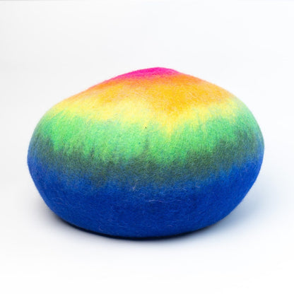 50cm Large Wool Felt Rainbow Design Cat House, Handmade Felt Cat Cave, Insulated Wool Cat Bed | Eco Cat Bed Cave