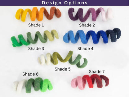 Wool Felt Fetch Cat Toy in Multicolor Shades | Gradient Spiral Play Toys for Cat | Curly Roll Interactive Cat Toys